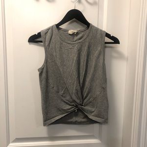 Cloth gray crop top with knitted front, size M.